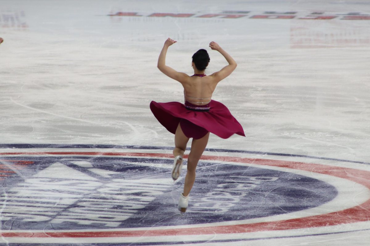 Pham is dancing with her partner Spiridonvo (not in the picture) and spreads an authentic atmosphere throughout the arena